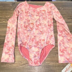 Girls' Gymnastics Floral Spray Long Sleeve Leotard - Cat & Jack Pink. Size XL. S